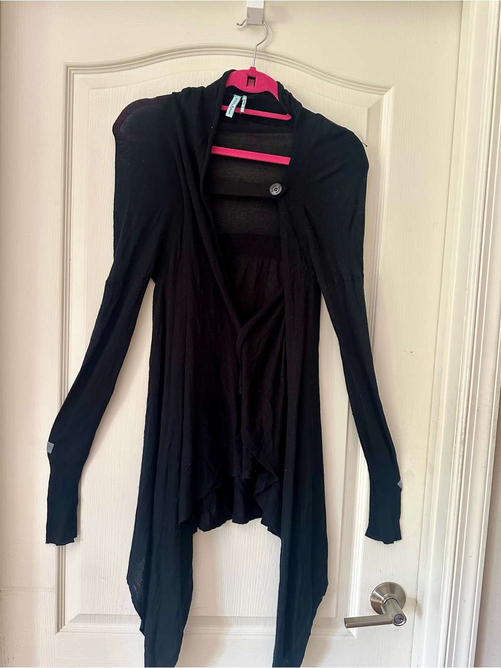 Guess by Marciano Black Open Drape Front Cardigan